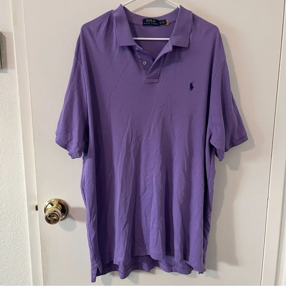 Polo Ralph Lauren Men’s Short Sleeve Polo, Classic Fit Soft Cotton, XL, Purple